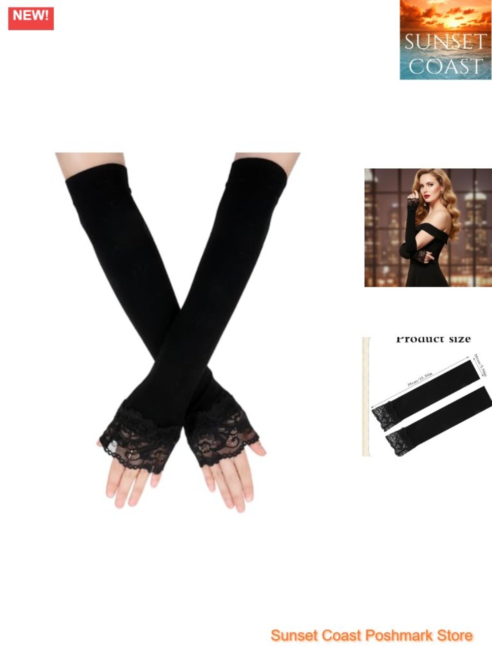 Lace Fingerless Gloves Elbow Length Arm Sleeves for Women Opera Wedding
